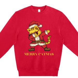 Merry Catmas - Christmas Cat in Santa Outfit. Cat Lovers Premium Crewneck Sweatshirt