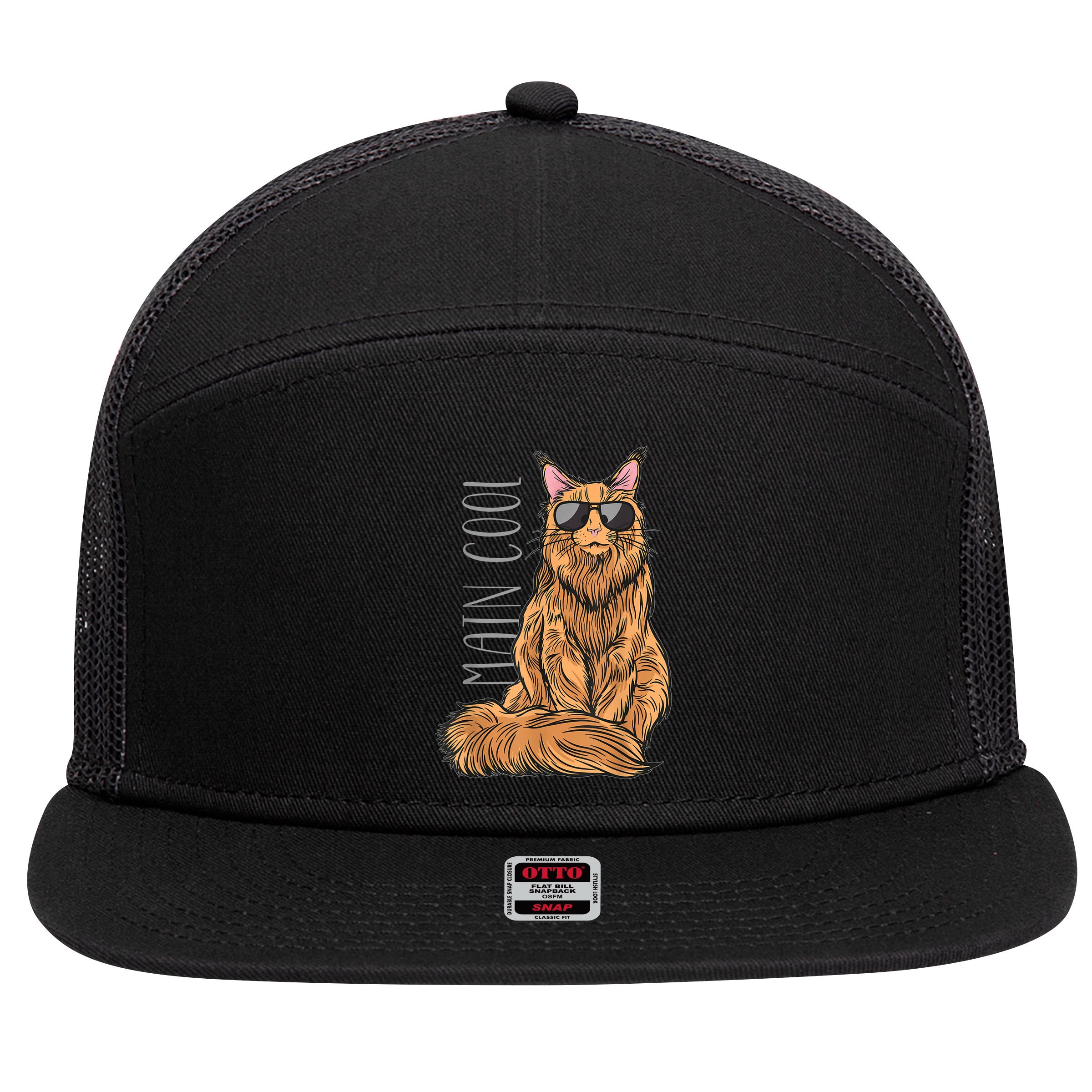 Maine Coon Cat Main Cool 7 Panel Mesh Trucker Snapback Hat