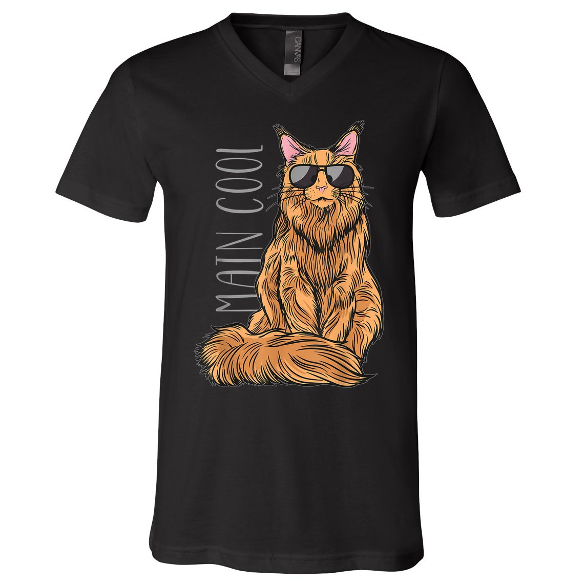 Maine Coon Cat Main Cool V-Neck T-Shirt