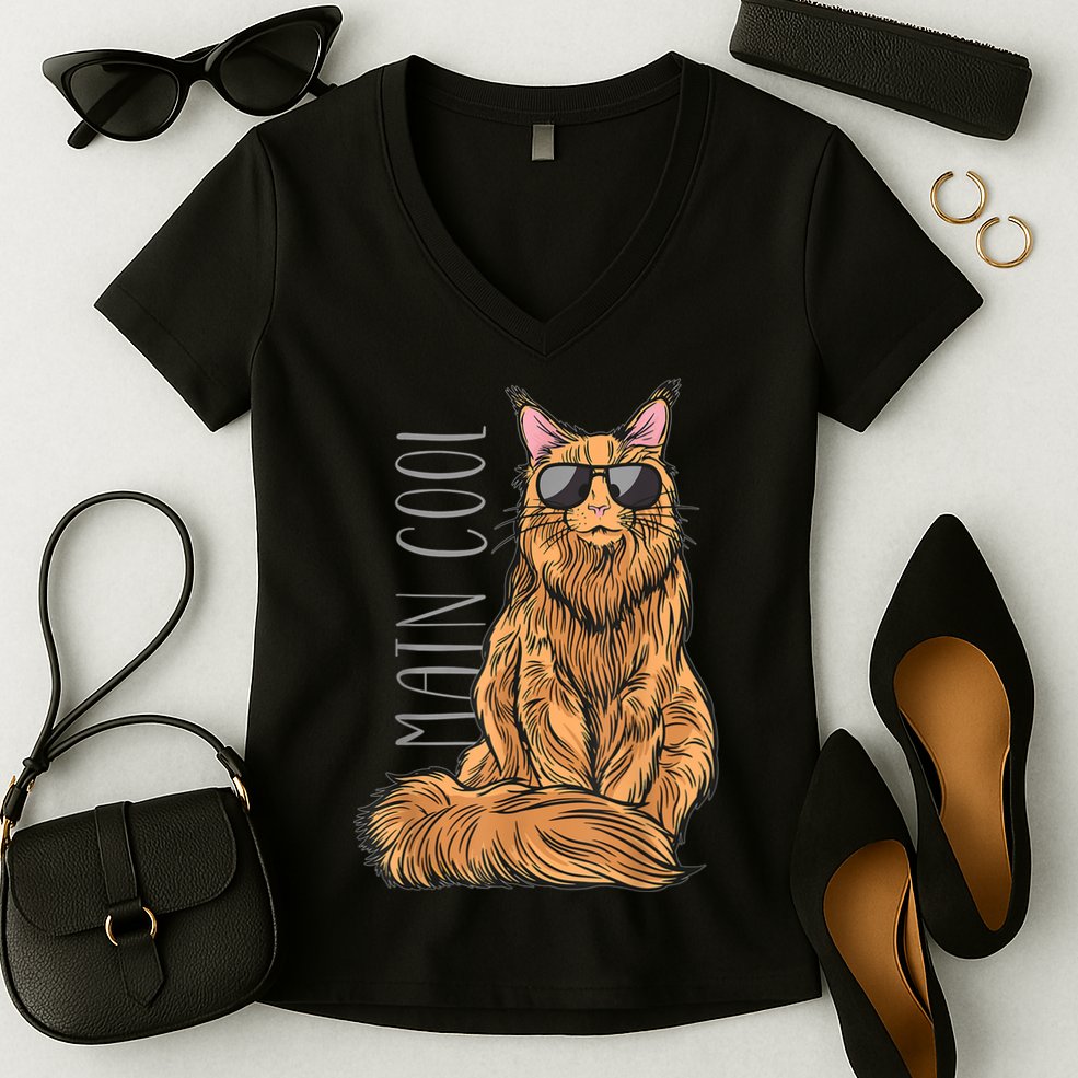 Maine Coon Cat Main Cool Women's V-Neck T-Shirt