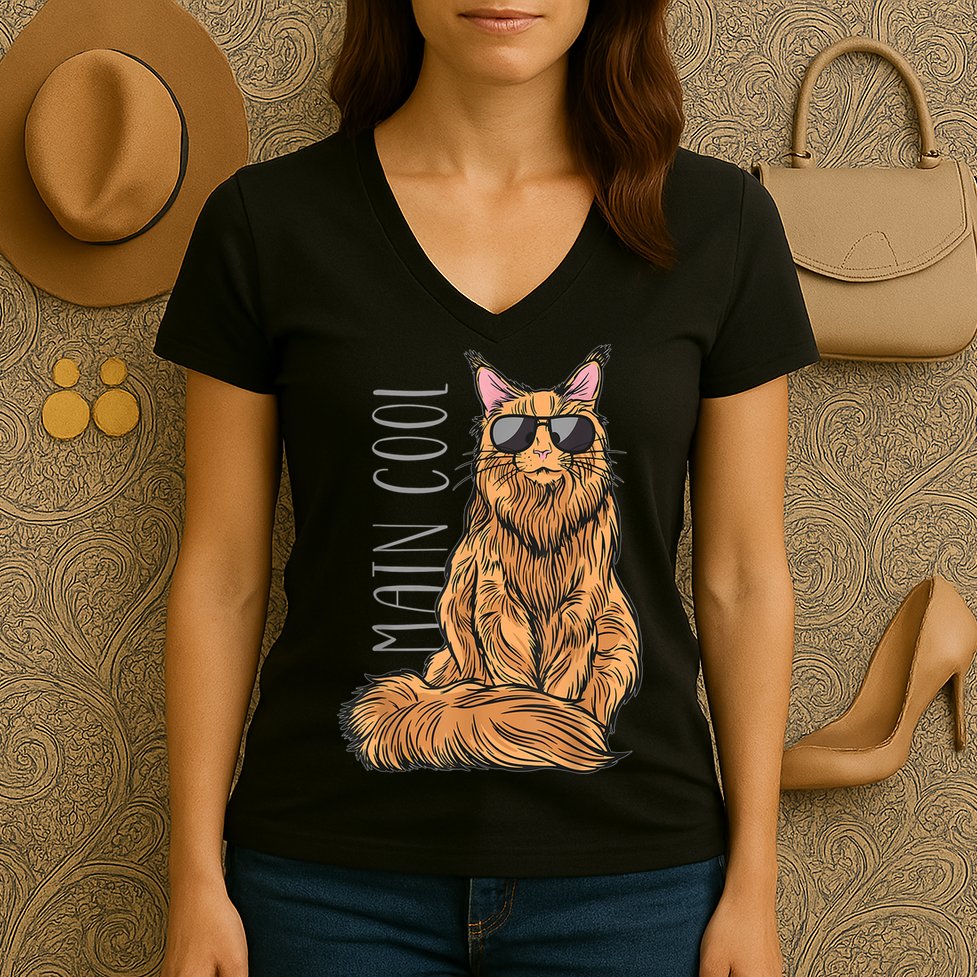 Maine Coon Cat Main Cool Women's V-Neck T-Shirt