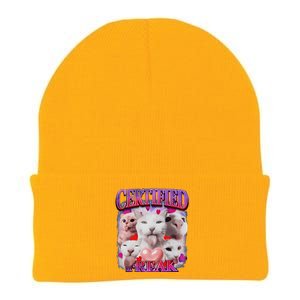 Meme Cat Certified Freak Eat Cement Cursed Cat Funny Knit Cap Winter Beanie