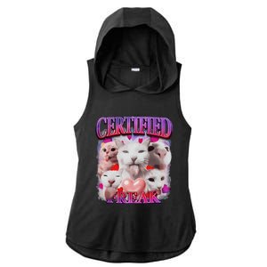 Meme Cat Certified Freak Eat Cement Cursed Cat Funny Ladies PosiCharge Tri-Blend Wicking Draft Hoodie Tank