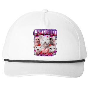 Meme Cat Certified Freak Eat Cement Cursed Cat Funny Snapback Five-Panel Rope Hat