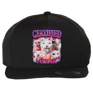 Meme Cat Certified Freak Eat Cement Cursed Cat Funny Wool Snapback Cap