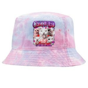 Meme Cat Certified Freak Eat Cement Cursed Cat Funny Tie-Dyed Bucket Hat