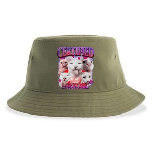 Meme Cat Certified Freak Eat Cement Cursed Cat Funny Sustainable Bucket Hat