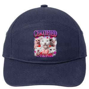 Meme Cat Certified Freak Eat Cement Cursed Cat Funny 7-Panel Snapback Hat