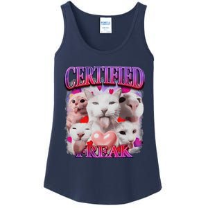 Meme Cat Certified Freak Eat Cement Cursed Cat Funny Ladies Essential Tank