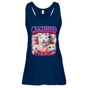 Meme Cat Certified Freak Eat Cement Cursed Cat Funny Ladies Essential Flowy Tank