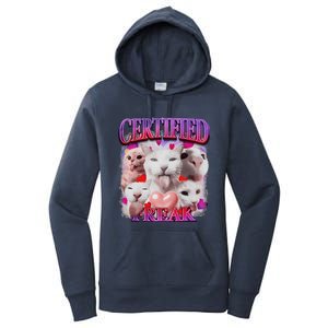 Meme Cat Certified Freak Eat Cement Cursed Cat Funny Women's Pullover Hoodie