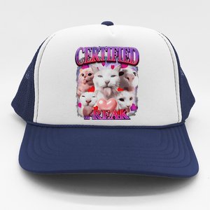 Meme Cat Certified Freak Eat Cement Cursed Cat Funny Trucker Hat