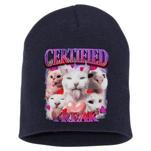 Meme Cat Certified Freak Eat Cement Cursed Cat Funny Short Acrylic Beanie