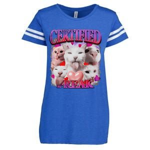 Meme Cat Certified Freak Eat Cement Cursed Cat Funny Enza Ladies Jersey Football T-Shirt