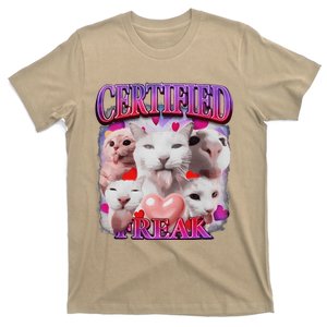 Meme Cat Certified Freak Eat Cement Cursed Cat Funny T-Shirt