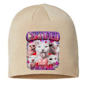 Meme Cat Certified Freak Eat Cement Cursed Cat Funny Sustainable Beanie