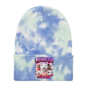 Meme Cat Certified Freak Eat Cement Cursed Cat Funny Tie Dye 12in Knit Beanie