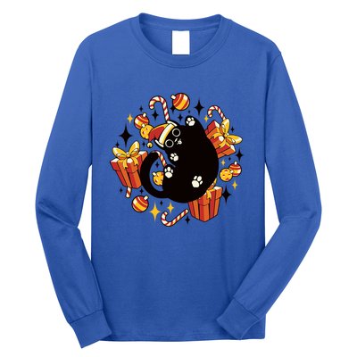 Meowy Catmas Cat Christmas Cute Kitten Cats Santa Hat Xmas Gift Long Sleeve Shirt