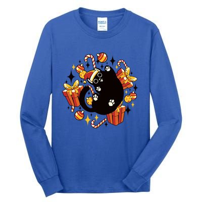 Meowy Catmas Cat Christmas Cute Kitten Cats Santa Hat Xmas Gift Tall Long Sleeve T-Shirt