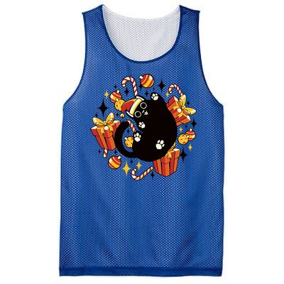 Meowy Catmas Cat Christmas Cute Kitten Cats Santa Hat Xmas Gift Mesh Reversible Basketball Jersey Tank