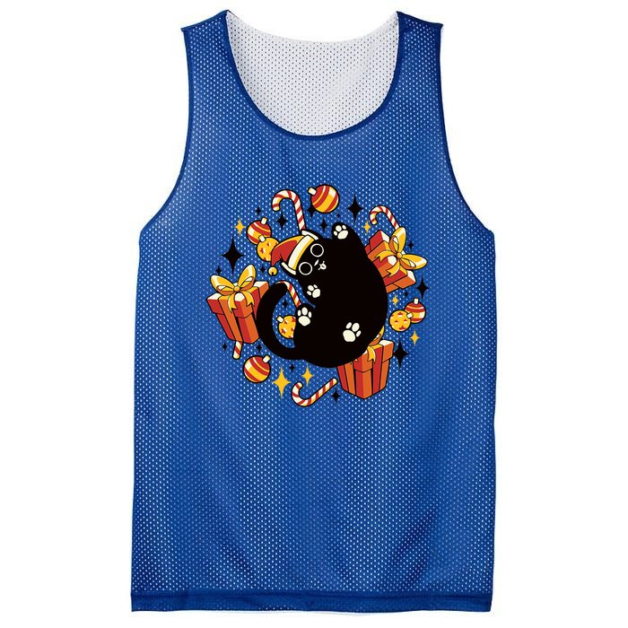 Meowy Catmas Cat Christmas Cute Kitten Cats Santa Hat Xmas Gift Mesh Reversible Basketball Jersey Tank