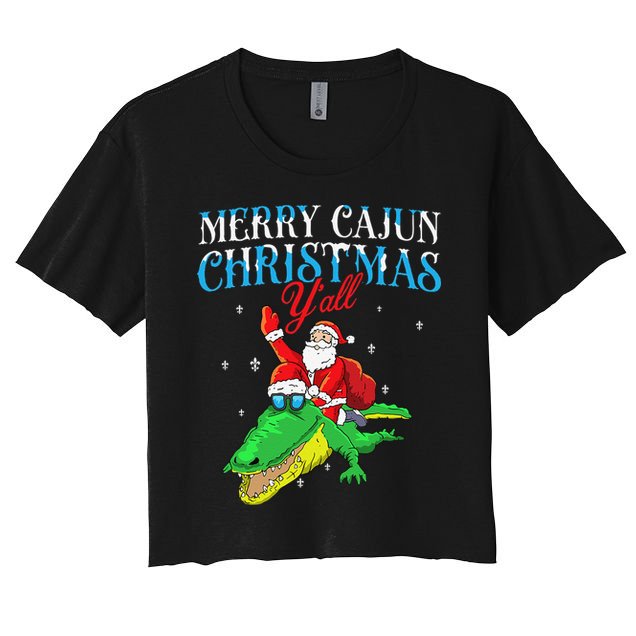 Merry Cajun Christmas Yall Funny Louisiana Bayou Xmas Crop Top