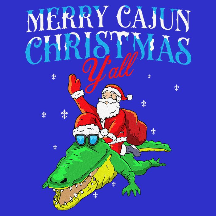 Merry Cajun Christmas Yall Funny Louisiana Bayou Xmas Women's V-Neck T-Shirt