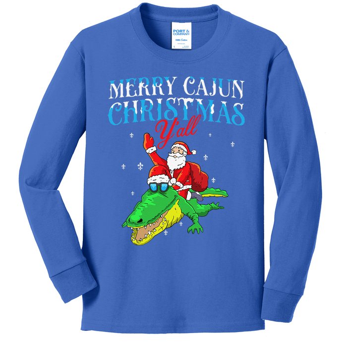 Merry Cajun Christmas Yall Funny Louisiana Bayou Xmas Kids Long Sleeve Shirt