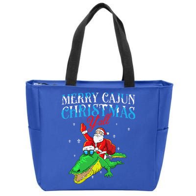 Merry Cajun Christmas Yall Funny Louisiana Bayou Xmas Zip Tote Bag