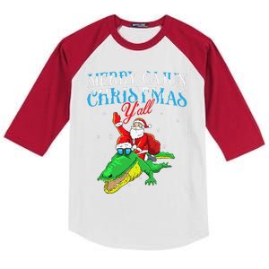 Merry Cajun Christmas Yall Funny Louisiana Bayou Xmas Kids Colorblock Raglan Jersey