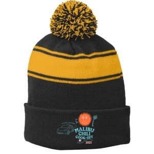 Malibu Chili Cookoff Stripe Pom Pom Beanie