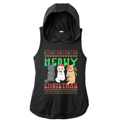 Meowy Catmas Cat Xmas Family Merry Christmas Tank Top Ladies PosiCharge Tri-Blend Wicking Draft Hoodie Tank