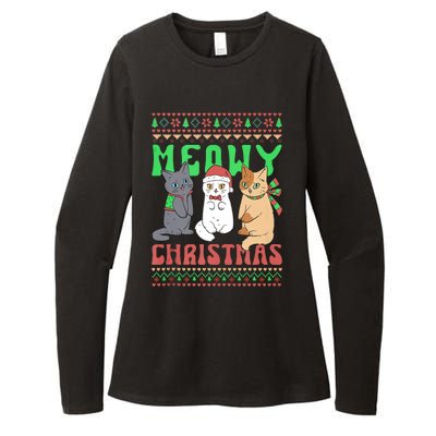 Meowy Catmas Cat Xmas Family Merry Christmas Tank Top Womens CVC Long Sleeve Shirt