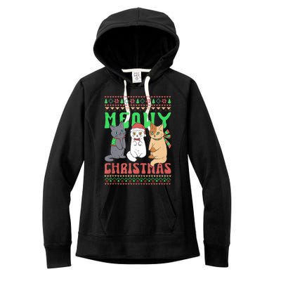 Meowy Catmas Cat Xmas Family Merry Christmas Tank Top Women's Fleece Hoodie