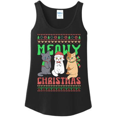 Meowy Catmas Cat Xmas Family Merry Christmas Tank Top Ladies Essential Tank