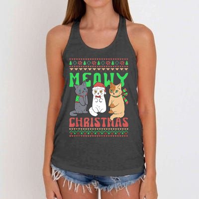 Meowy Catmas Cat Xmas Family Merry Christmas Tank Top Women's Knotted Racerback Tank