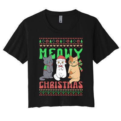 Meowy Catmas Cat Xmas Family Merry Christmas Tank Top Women's Crop Top Tee