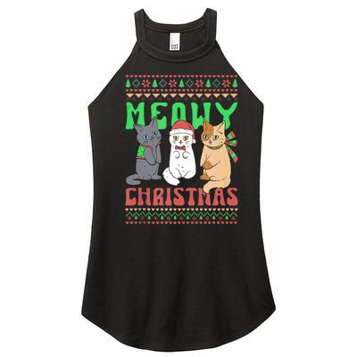 Meowy Catmas Cat Xmas Family Merry Christmas Tank Top Women's Perfect Tri Rocker Tank