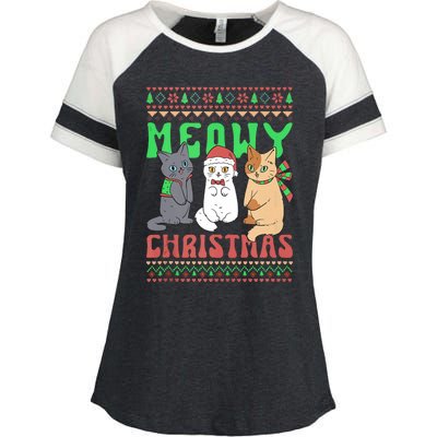 Meowy Catmas Cat Xmas Family Merry Christmas Tank Top Enza Ladies Jersey Colorblock Tee