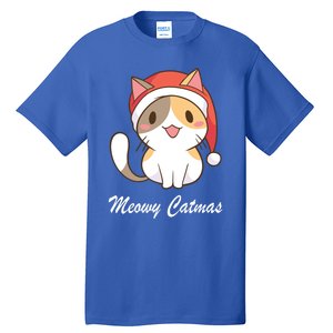 Meowy Catmas Christmas Hat Cute Cat Christmas Cool Gift Tall T-Shirt