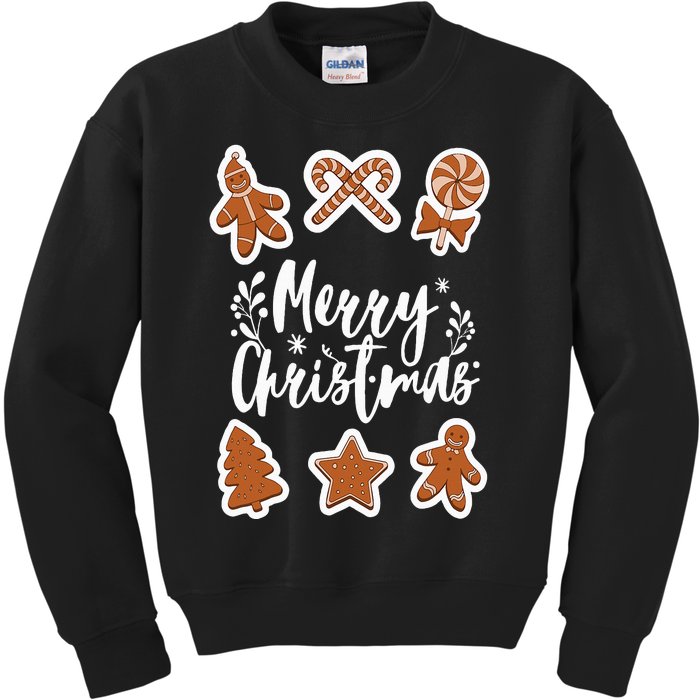 Merry Christmas Cookies Gingerbread Man Tree Baking Cute Kids Sweatshirt