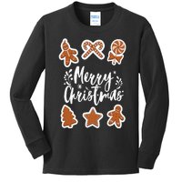 Merry Christmas Cookies Gingerbread Man Tree Baking Cute Kids Long Sleeve Shirt