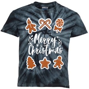 Merry Christmas Cookies Gingerbread Man Tree Baking Cute Kids Tie-Dye T-Shirt