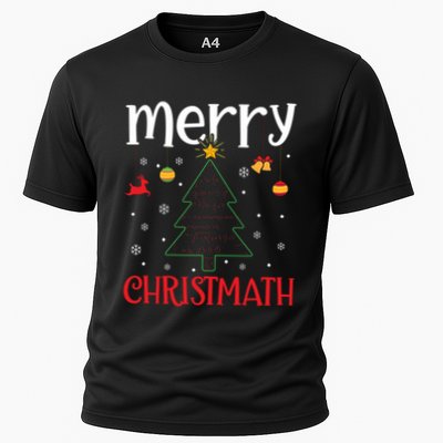 Merry Christmath Christmas Tree Snowflakes Holiday Design Funny Cooling Performance Crew T-Shirt