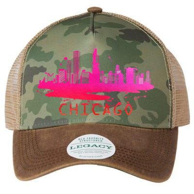 Modern Chicago Cityscape Souvenir Chicago Skyline Legacy Tie Dye Trucker Hat