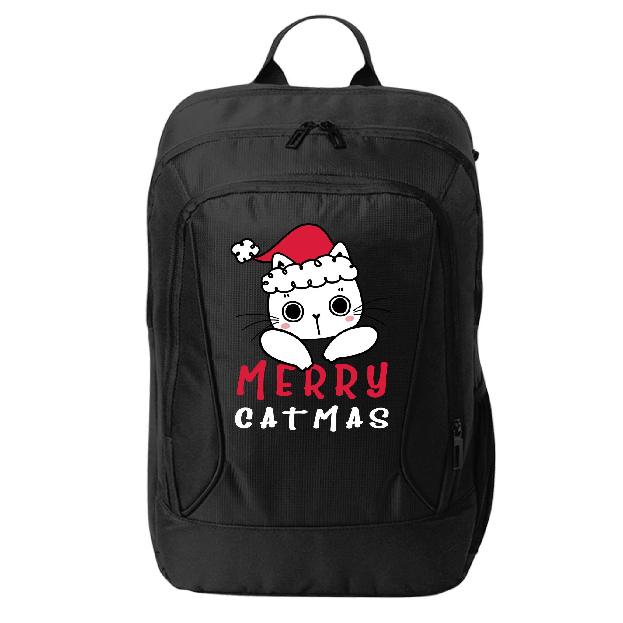 Merry Catrmas Cute Christmas Santa Kitty Xmas City Backpack