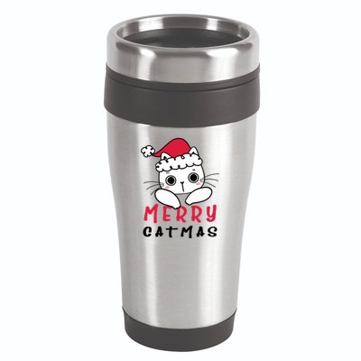 Merry Catrmas Cute Christmas Santa Kitty Xmas 16oz Travel Tumbler