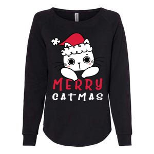 Merry Catrmas Cute Christmas Santa Kitty Xmas Womens California Wash Sweatshirt