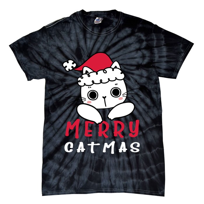 Merry Catrmas Cute Christmas Santa Kitty Xmas Tie-Dye T-Shirt