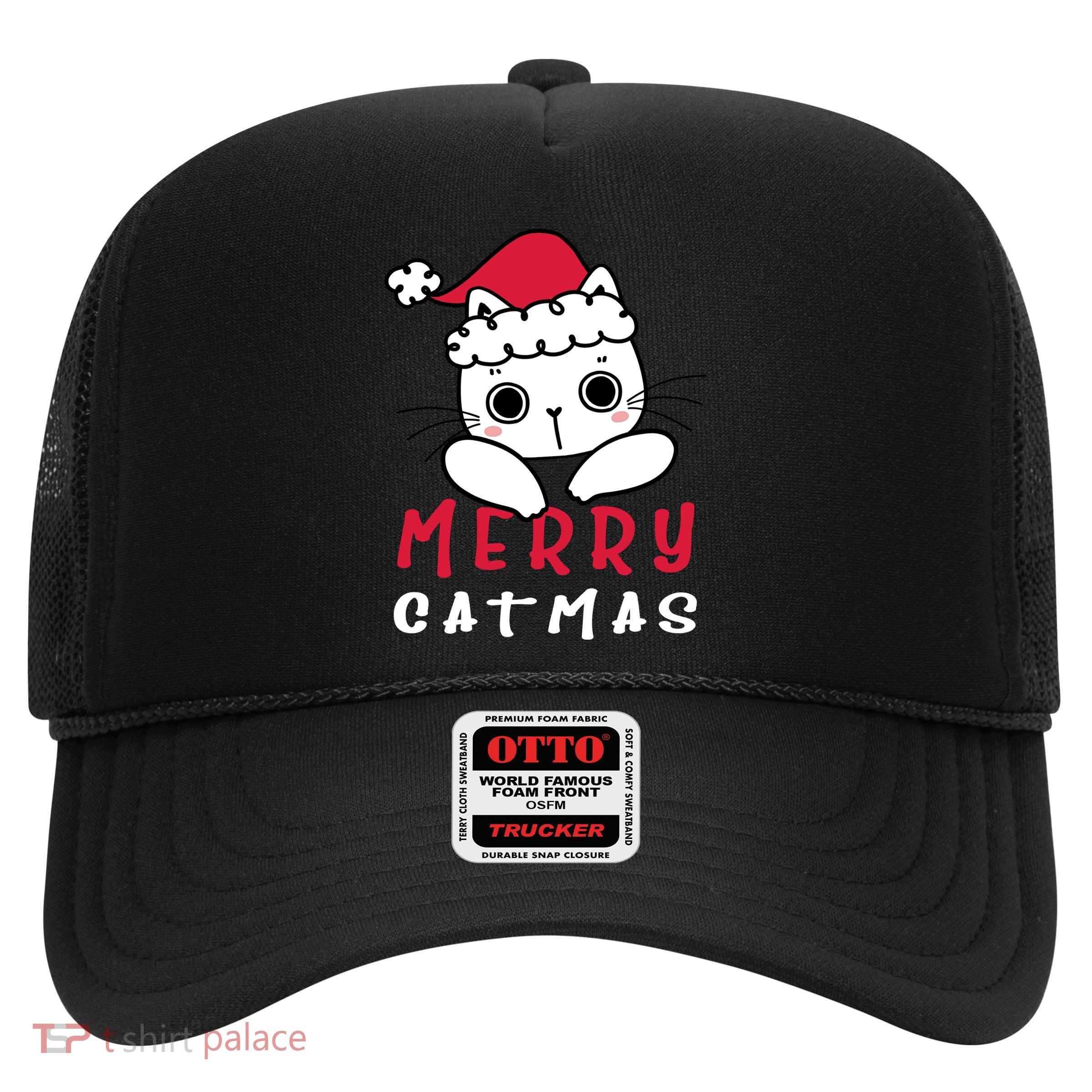 Merry Catrmas Cute Christmas Santa Kitty Xmas Trucker Hat
